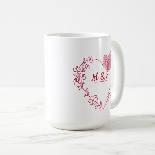 Valentine Fingerprint Heart Mug Koffiemok (Voorkant rechts)