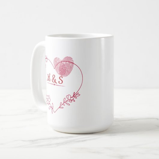 Valentine Fingerprint Heart  Mug Koffiemok (Voorkant links)