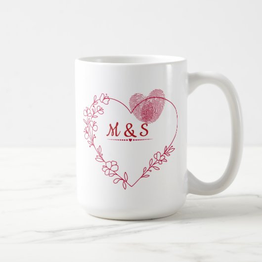 Valentine Fingerprint Heart  Mug Koffiemok (Rechts)