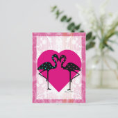 Valentine Flamingos Post Card Feestdagenkaart (Staand voorkant)