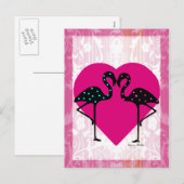 Valentine Flamingos Post Card Feestdagenkaart (Voorkant / Achterkant)