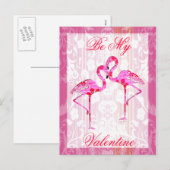 Valentine Flamingos Post Card Feestdagenkaart (Voorkant / Achterkant)