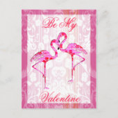 Valentine Flamingos Post Card Feestdagenkaart (Voorkant)