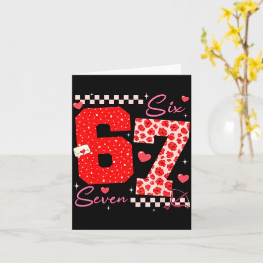 Valentine Funny Six Seven 6 7 Meme Slang Men Women Kaart (Gele Bloem)