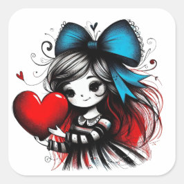 Valentine Girl Art 3 inch sticker – Kawaii Liefde