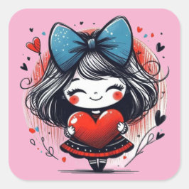 Valentine Girl Art 3 inch sticker – Kawaii Liefde