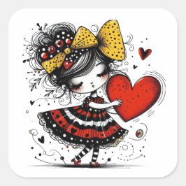 Valentine Girl Art 3 inch sticker – Kawaii Liefde