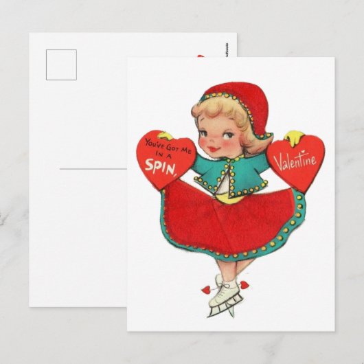 Valentine girl feestdagenkaart (Voorkant / Achterkant)