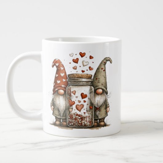 Valentine Gnome Coffee Mug – Cute Love Jar Design Grote Koffiekop (Links)