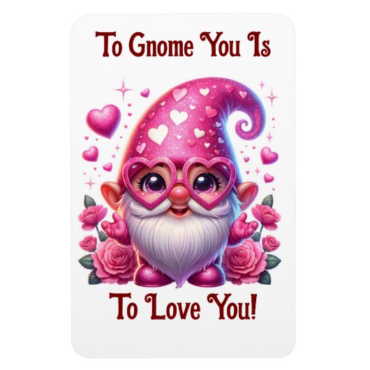Valentine Gnome Flexible Photo Magnet Magneet (Verticaal)