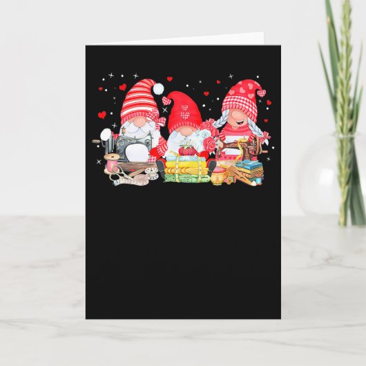 Valentine Gnome Quilting Sewing Seamstress Women M Kaart (Voorkant)