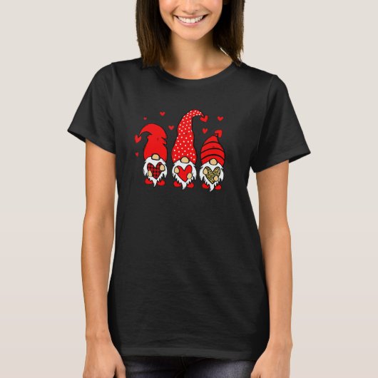 Valentine Gnomes Holding Heart Leopard Happy Valen T-shirt (Voorkant)