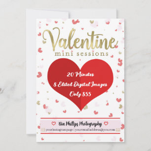 Valentine Gold Red Mini Sessions Fotografie Kaart