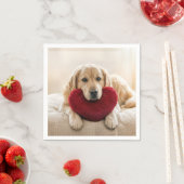 Valentine Golden Retriever with Heart Pillow Servet (Insitu)