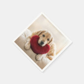 Valentine Golden Retriever with Heart Pillow Servet (Hoek)