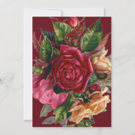 Valentine goud bordeauxrood bloemmotief herinnerin kaart (Achterkant)