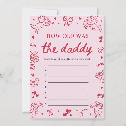 Valentine Hand Drawn How Old Was The Daddy Game Kaart (Voorkant)