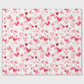 Valentine Harten Whimwhams Waterverf Roze Rood Cadeaupapier (Vlak)