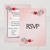 Valentine Hartjes RSVP met menu keuze (Voorkant / Achterkant)