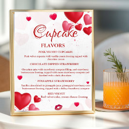 Valentine Heart Cupcake flavors sign Poster