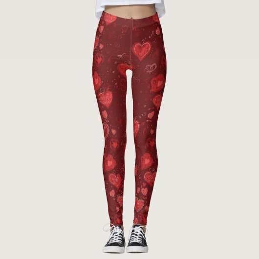 Valentine Heart Doodle Leggings (Voorkant)