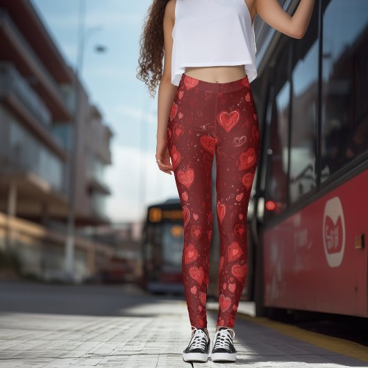 Valentine Heart Doodle Leggings
