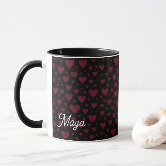 Valentine Heart Pattern Mok (Met donut)