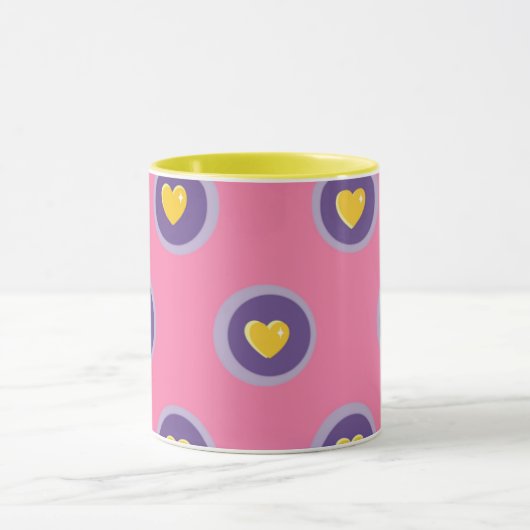Valentine Heart Pattern with Circles – Cute Pink Mok (Midden)