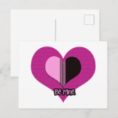 Valentine Heart Pink and Black Be Mine Briefkaart (Voorkant / Achterkant)