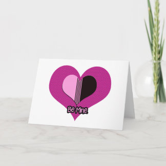 Valentine Heart Pink and Black Be Mine Kaart