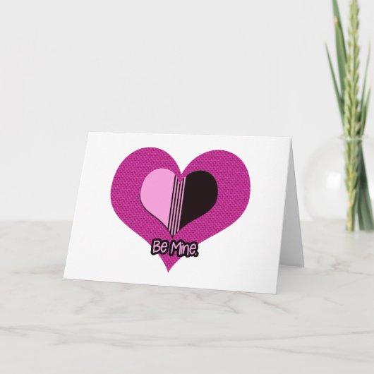 Valentine Heart Pink and Black Be Mine Kaart (Voorkant)