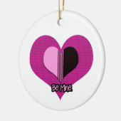 Valentine Heart Pink and Black Be Mine Keramisch Ornament (Links)