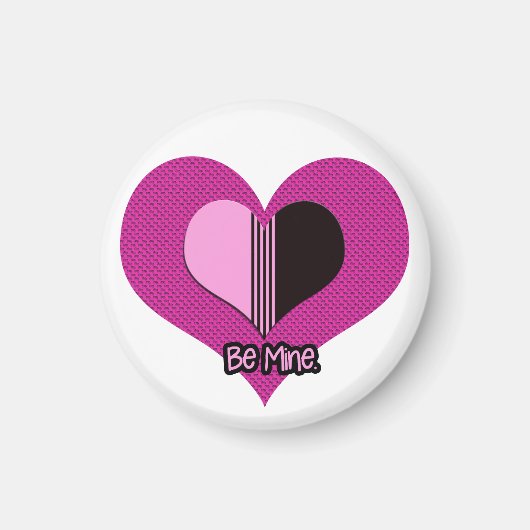 Valentine Heart Pink and Black Be Mine Magneet (Voorkant)
