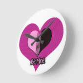 Valentine Heart Pink and Black Be Mine Ronde Klok (Hoek)
