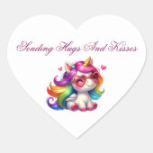 Valentine Heart Shaped Unicorn Sticker (Voorkant)