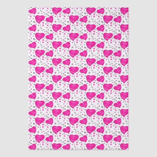 Valentine Hearts and Arrows Pink Pattern Tissuepapier (Voorkant)