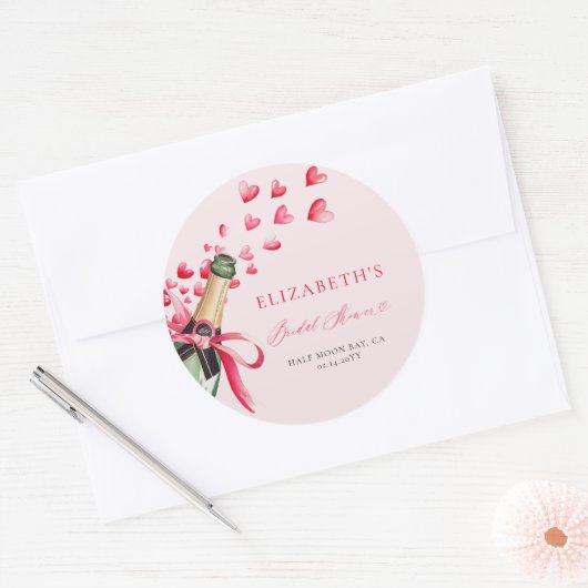 Valentine Hearts Bubbly Whimsical Bridal Shower Ronde Sticker (Envelop)