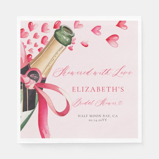 Valentine Hearts Bubbly Whimsical Bridal Shower Servet (Voorkant)