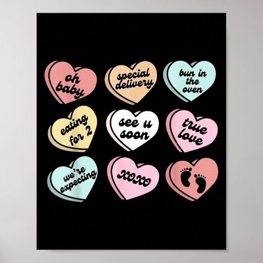 Valentine Hearts Candy Pregnancy Announcement Baby Poster (Voorkant)