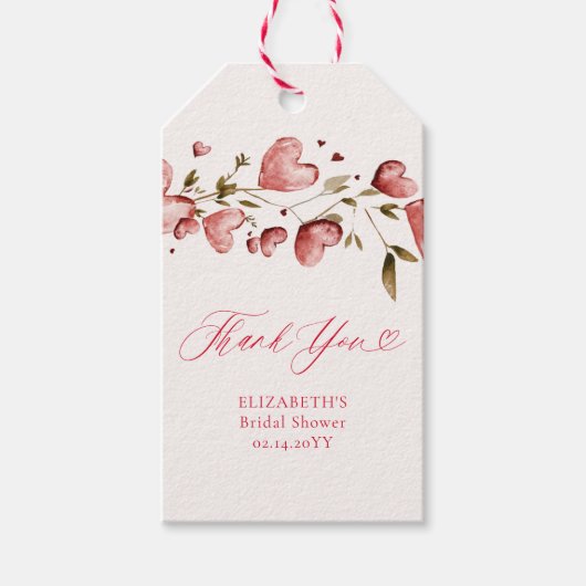 Valentine Hearts Love Garden Vines Bridal Shower Cadeaulabel (Voorkant)