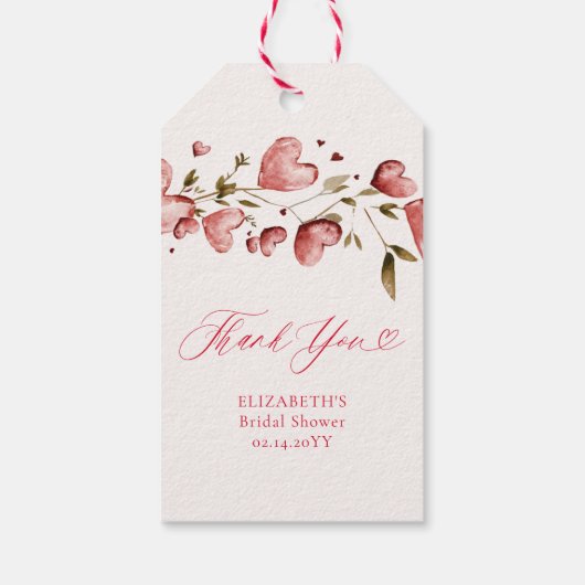 Valentine Hearts Love Garden Vines Bridal Shower Cadeaulabel (Achterkant)