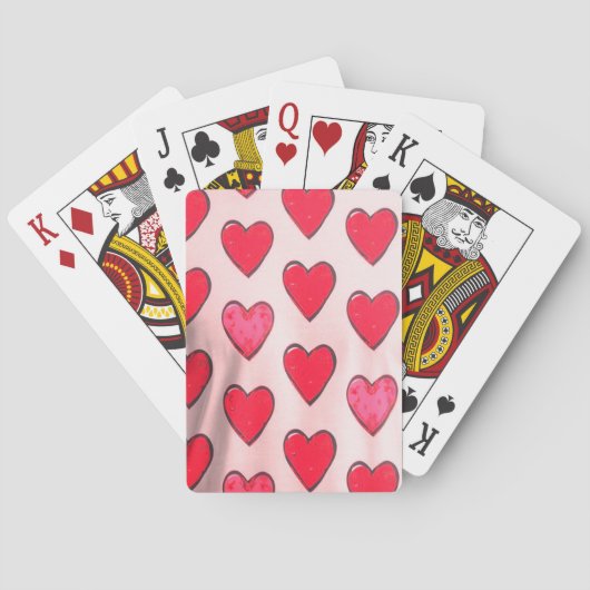 Valentine Hearts on Deck of Classic Playing Cards Pokerkaarten (Achterkant)