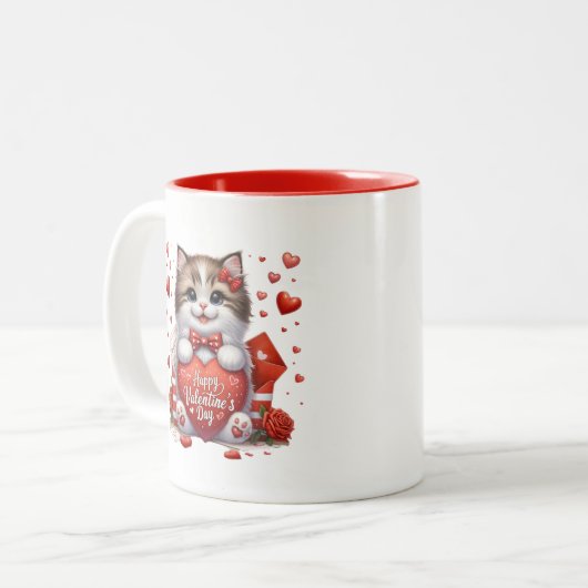 Valentine Hearts  Tweekleurige Koffiemok (Voorkant links)