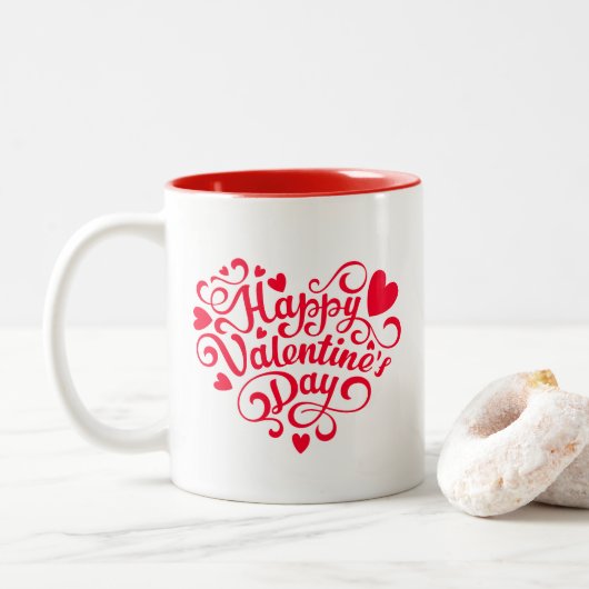 Valentine Hearts  Tweekleurige Koffiemok (Met donut)