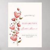 Valentine Hearts Vine Whimsy Bridal Shower Welcome Poster (Voorkant)