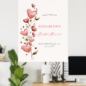 Valentine Hearts Vine Whimsy Bridal Shower Welcome Poster (Thuiskantoor)
