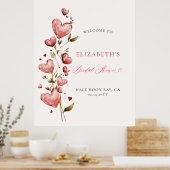 Valentine Hearts Vine Whimsy Bridal Shower Welcome Poster (Keuken)