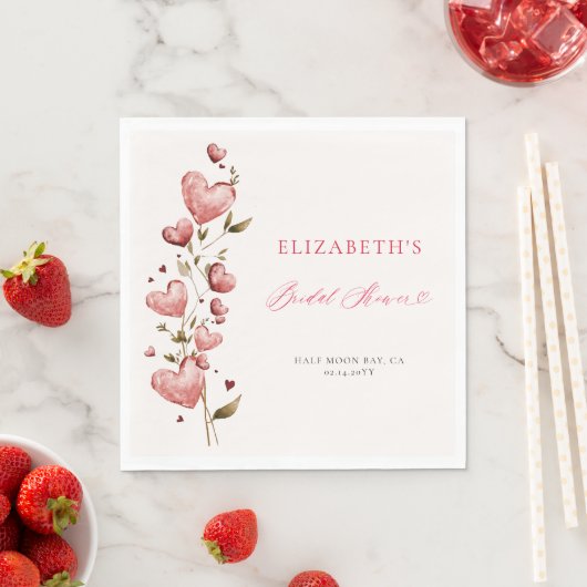 Valentine Hearts Vines Whimsical Bridal Shower Servet (Insitu)