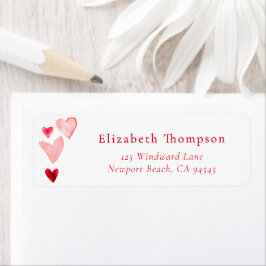 Valentine Hearts Whimsical Art Watercolor Etiket