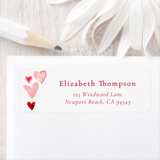 Valentine Hearts Whimsical Art Watercolor Etiket (Insitu)